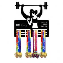 1PC Fitness Weightlifting Gold Silver Bronze Medal Display Rack, Metal Wall Decor Storage Rack, Suitable For Sports Awards, Weather-Resistant Display Collection, Perfect For Sports Enthusiasts And Athletes, Indoor And Outdoor Use, Ideal Gift For Sports Fans And Champions - Black - View 2