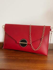 Tas Amplop Wanita Vintage Desain Niche Terbaru, Warna Solid, Gaya Fashion - Merah - View 3