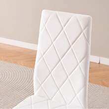 Set Of 2 Stainless Steel Leg Upholstered Dining Chairs - 白色2號 - 查看 3