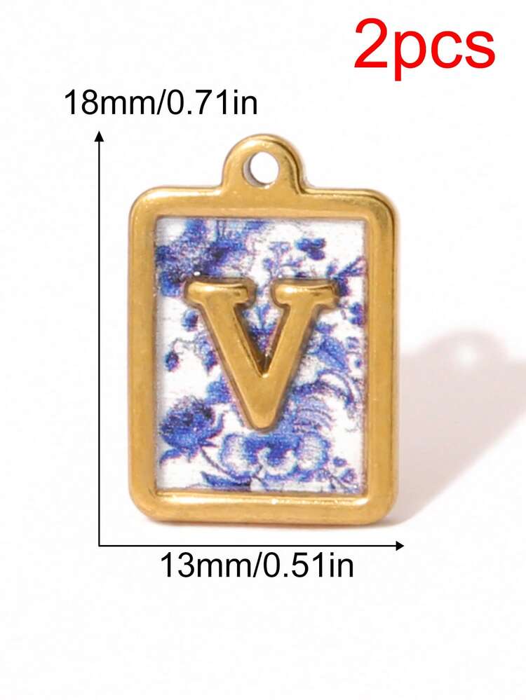 2件組不鏽鋼方形字母吊墜 18K鍍金飾品配件 DIY珠寶手工材料 - 吊墜 - 查看 31