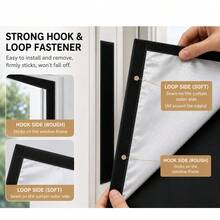 Portable Blackout Curtain, Suitable For Bedroom And Travel, Single Zipper Design, 100% Full Blackout, No Drilling Easy Installation, UV Protection - A - View 6