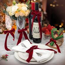 3/8 Inch X 5 Wine Red Flocked Ribbon, 10mm/15mm/20mm/25mm Perfect For Gift Wrapping, Christmas And Wedding Decorations, DIY Bows, Hair Accessories, Sewing Crafts And Party Decorations - Multicolor - View 5