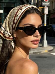 1pc Leopard Print Star Pattern Lightweight Triangular Headscarf, Fashion Headwrap For Women, Suitable For Daily Wear, Outdoor Photography, Beach, Vacation, Versatile Accessory Vacay Bandanas - Multicolor - View 8