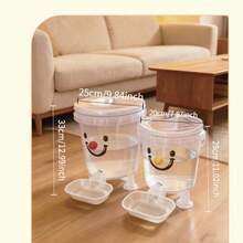 Dispenser Air Otomatis Kapasitas Besar 5L untuk Hewan Peliharaan, Dispenser Air Gravitasi dengan Wajah Tersenyum Lucu, Cocok untuk Anjing dan Kucing, Mangkuk Air Hewan Peliharaan Plastik Transparan - 5 liter - View 2