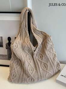 Vintage Hollow Knitted Large Capacitytote Bag Soft Tote Bag Beach Bag For Women Lightweight Summer Beach Handbag Shopping Bag For Travel Commute - 彩色 - 查看 14