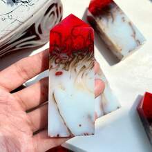 1pc Random Flame Agate Square Pillar, Crystal - Interior Decorative Stone, Crystal Array Combination, Mother's Day And Personal Collection. - Multicolor - View 5