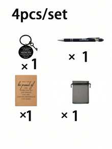 Set de 4/12/20 piezas, regalo de equipo, regalo de aprecio a los empleados, incluye bolígrafo, libreta de bolsillo motivacional, llavero motivacional y bolsa de tela, regalos de oficina adecuados para empleados, voluntarios, enfermeras, maestros, colegas, trabajo en equipo, jubilación y talla grande (Set de 4 piezas = 1 bolígrafo + 1 libreta de bolsillo motivacional + 1 llavero motivacional + 1 bolsa de tela) - Multicolor - Ver 13