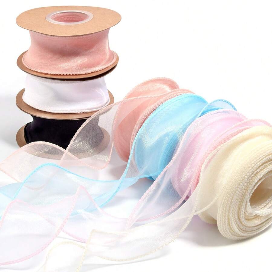 1 Packung/1 Rolle Schleifen-Dekorationsband, elegantes romantisches Geschenkverpackungsband, Feiertags-Party-Dekoration Webband, Blumen-Geschenk-Back-Verpackungszubehör, Haarschleife Kleidung Handgefertigt DIY-Zubehör - Schleife - Übersicht 1