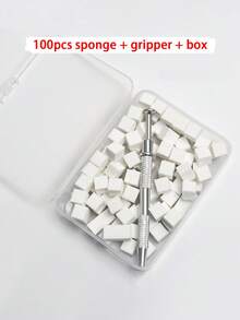 200/100/50個迷你海綿塊附4爪鑷子，美甲漸層漸變海綿，適用凝膠指甲油與鏡面粉，DIY美甲工具套裝 - 杏色 - 查看 16