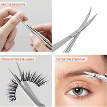 1pc Stainless Steel Cuticle Eyebrow Scissors Extra Fine Curved Professional Precise Pointed Tip Grooming Kit For Eyebrow, Eyelash - Silver - View 4