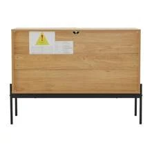 Aparador de dos puertas con patas metálicas, cómoda de diseño lineal, dimensiones: Alto 75 cm / Ancho 100 cm / Profundidad 40 cm - Color natural - Ver 10