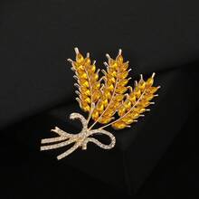 Fashion Creative Versatile Wheat Ear Brooch Women High-End Elegant Anti-Exposure Chest Flower Shirt Fixing Coat Suit Pin Accessory - Gold - View 3