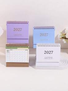 1 Pc Desk Calendar 2027 - Compact Vertical Flip Design, Durable Metal Ring Binding, Clear Monthly Layout - Simple And Fresh Calendar, Perfect For Home Office Or School Organization, Sophisticated Desk Calendar - Multicolor - View 6