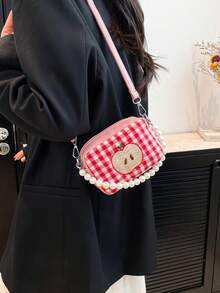Este nuevo bolso cuadrado con forma de manzana presenta un asa de perla y un diseño único, lo que lo convierte en un regalo perfecto para adolescentes. - Multicolor - Ver 7