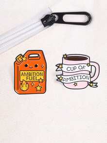 Ignite Your Ambition Gasoline Tank And Coffee Cup Metal Badge, One For Powering Up And One For Daily Motivation, Suitable For Goal-Seekers' Daily Packaging Decoration - Multicolor - View 6