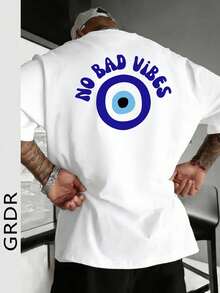 Men's Casual Attitude Slogan Graphic Round Neck Short Sleeve T-Shirt, Summer - White - View 1