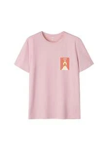 3件組純棉夏季新款極簡氣泡酒與龍蝦趣味卡通圖案印花休閒圓領短袖T恤時尚百搭女款上衣 - 深灰和粉紅色和杏色 - 查看 5