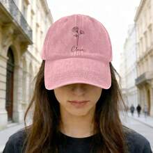 Personalized Custom Birth Flower Washed Baseball Cap With Name, Vintage Distressed Cotton Dad Hat For Women, Summer Beach Vacation Sunshade Cap, Birthday Gift For Mother Grandma Her - Multicolor - View 7