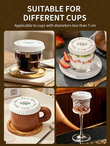 shoxil 50pcs 7cm Universal Paper Beverage Cup Lids, Arabic Style Printed, Suitable For Various Hot And Cold Cups, Compatible With Paper And Glass Cups, Ideal For Coffee Shops, Restaurants And Hotels - Multicolor - View 4