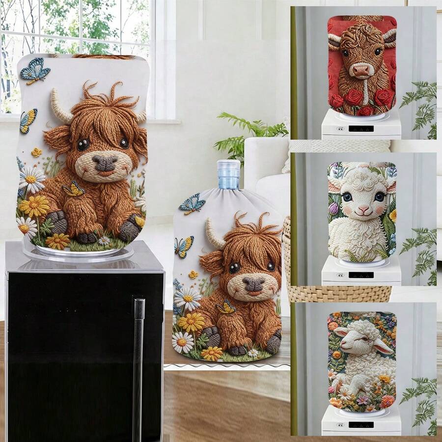 1pc Cute 2D Animal Pattern Water Dispenser Bucket Cover Dustproof Decorative Water Bucket Dispenser Cover Reusable Home Dust Cover - Multicolor - View 1