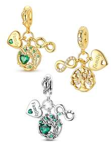 Silver Plated Charm Life Tree Wireless Home Charm Pendant Ball Suitable For Bracelets DIY Women's Jewelry - Gold - View 11