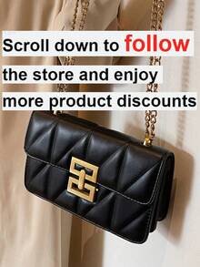 New Arrival Fashionable Solid Color Square Crossbody Bag With Chain Strap For Women - Black - View 2