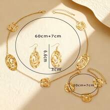 1 Juego de Joyas con Patrón Geométrico Espiral Hueco Abstracto Chapado en Oro, Collar con Colgante de Vórtice Cuadrado & Oval, Pendientes, Pulsera, Accesorios de Estilo Bohemio Vintage, Adecuado para Verano, Primavera, Vacaciones en la Playa, Cumpleaños, Navidad, Fiesta de Acción de Gracias y Uso Diario - Dorado - Ver 5