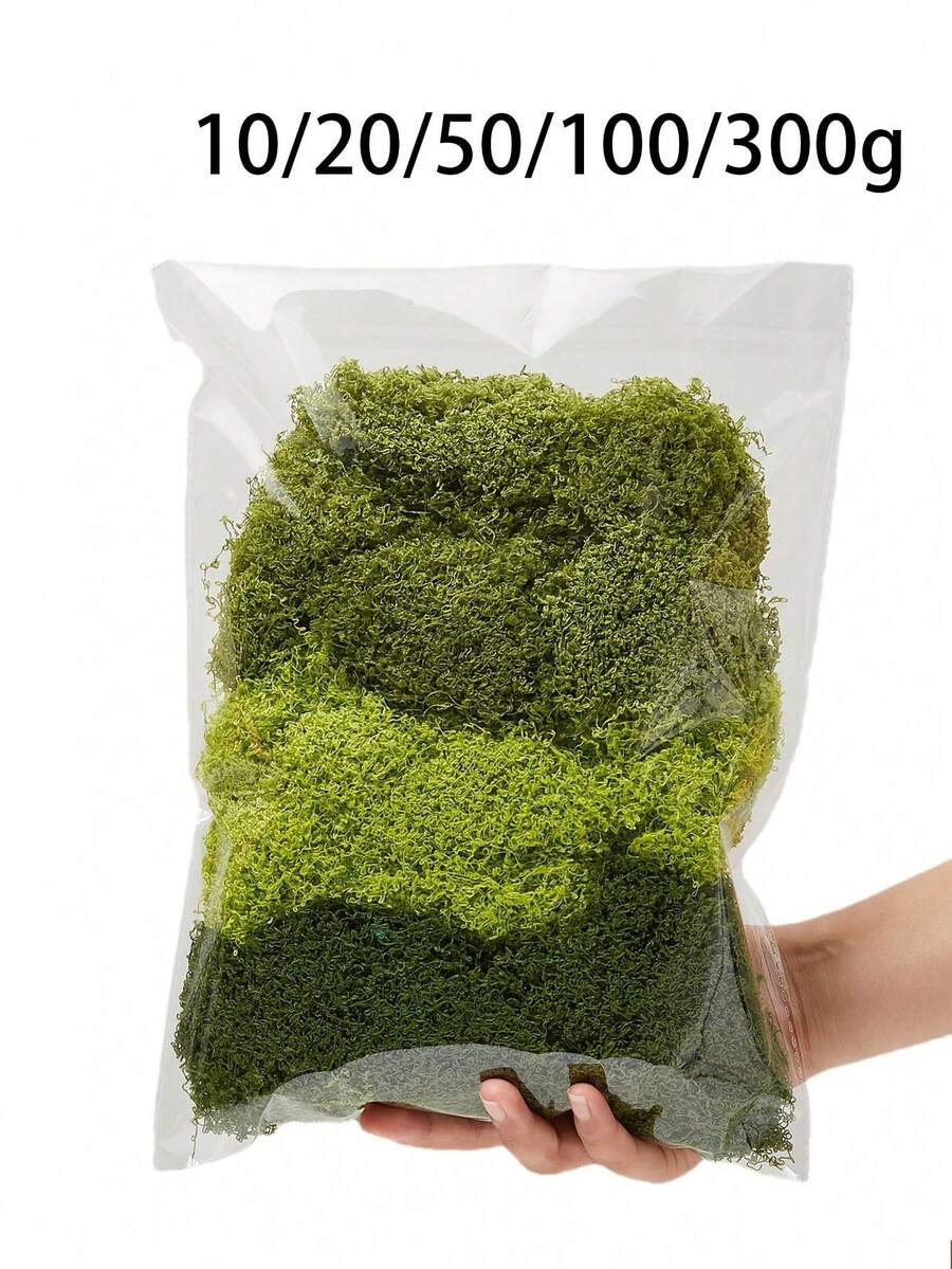 10/20/50/100/300克仿真苔藓，栩栩如生的绿色苔藓，适用于微景观、假山和迷你景观，采用耐用塑料手工制作，质地自然，易于使用，适用于圣诞节、家居装饰DIY，是理想的景观设计元素，可作为鲜活植物，也是一份充满情感的礼物。