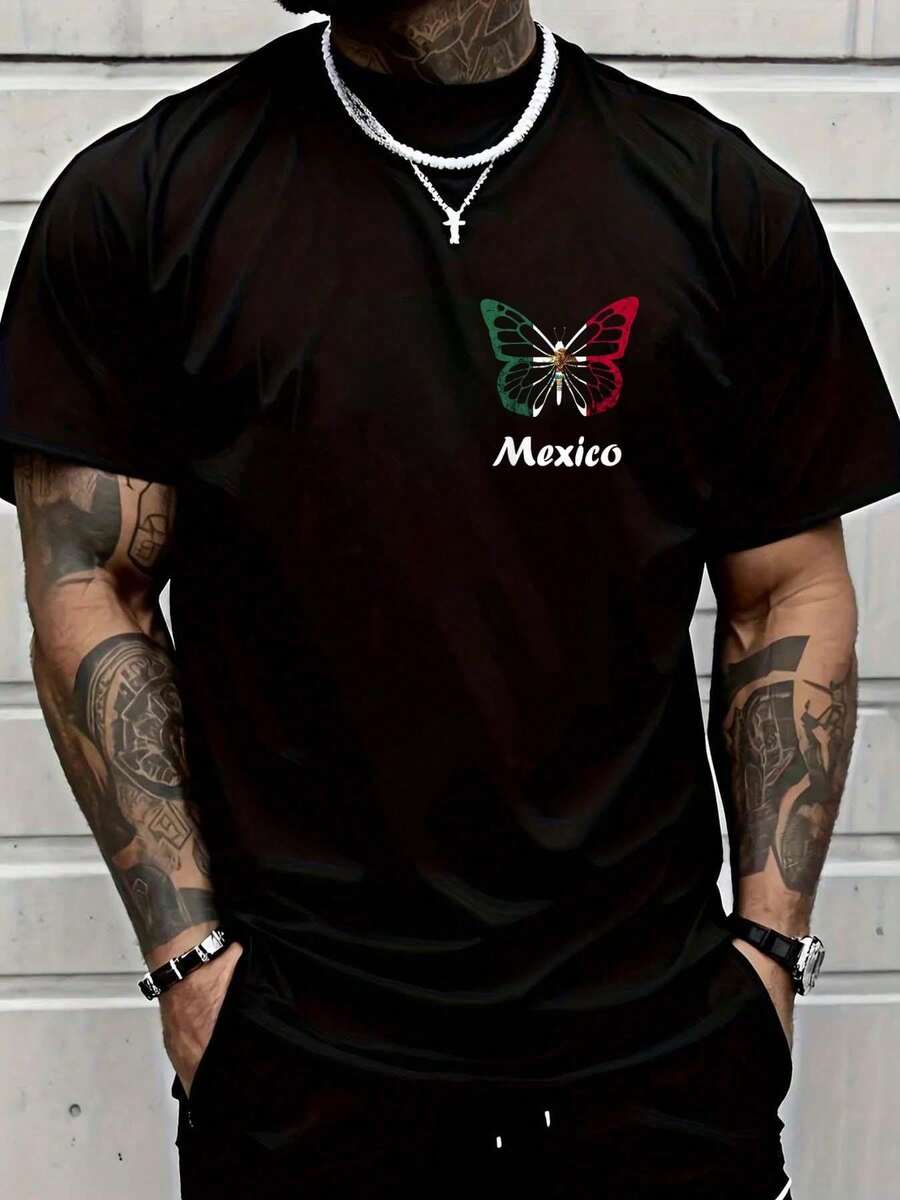 2026 Women's Blouses 100% Cotton, T-Shirt With Mexican Heart Design, Mexican Flag, Heartbeat, EKG, Pulse, Mexican Pride, Graphic T-Shirt For Women And Men - 酒紅色 - 查看 1