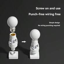 Adaptador de lámpara con sensor de movimiento E27, interruptor de retardo ajustable, se enciende al acercarse, base blanca, fácil instalación, adecuado para uso doméstico, sin batería requerida - Blanco - Ver 12