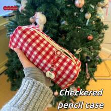 1pc New Plaid Pencil Case, Portable Storage, Japanese Minimalist Style, Large Capacity Student Pencil Pouch, Back To School Essential, Classic Plaid Design, Vintage And Timeless, Thick Waterproof And Wear-Resistant Fabric, Lightweight And Space-Saving,Back To School - A - View 11