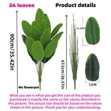 1pc Large Artificial Paradise Bird Tree Tropical Fake Banana Leaves Big Size Plastic Palm Plant Leaves Home Garden Decor (Planter Not Included) - Green - View 11