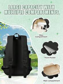 Minimalist Fashion Student Backpack, Solid Color Large Capacity Laptop Bag, Fits 14-15.6 Inch Laptop, Multifunctional Bag, Business, For Men - Multicolor - View 8