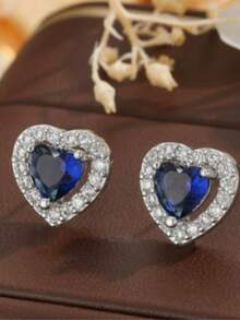 1pc Summer Transparent Geometric Heart Hollow Design Exquisite French Style Earrings - Blue - View 3
