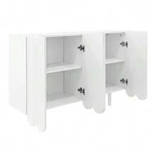 Sideboard, Teardrop-Shaped Sideboard With Molded Doors And Soft-Close Hinges - 白色 - 查看 10