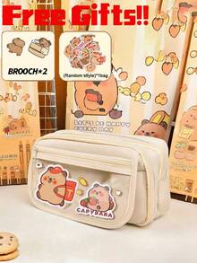 3-Color Capybara Pencil Case Set - Includes Capybara Stickers And More, Exquisite Stationery Bag Loved By Shoppers - Multicolor - View 5