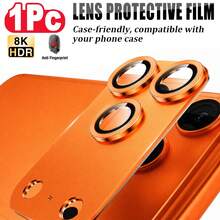 CASECOPS 1片橘色相機鏡頭保護貼膜適用於 iPhone 17 Pro Max/17 Pro，鏡頭友善，9H 硬度，耐刮，高解析度透明保護，無模糊，時尚裝飾，熱門女性手機配件 - 橘色 - 查看 1