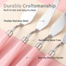 5pcs Pink Handle Palette Knife Stainless Steel Painting Knife Set Professional Painting Scraper Set For Gouache Acrylic Oil Paint - Sets - View 6