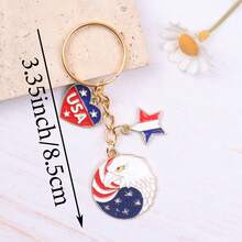 2pcs/6pcs Fashion Independence Day Keychain Set, Including Eagle, Red Blue White, Heart, Star Keychains. Suitable For Independence Day, July 4th, 250th Anniversary, Memorial Day, Retirement, Friendship Gifts, Birthday Gifts, Holiday Party Decorations, Etc. Give To Your Friends, Family, Colleagues, Lovers And Besties. - Multicolor - View 3