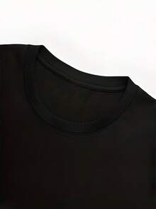 Under The Radar - Camiseta Retro Elástica para Mujer - Blusa de Manga Corta con Cuello Redondo - Top Básico Compatible |   Lavable a máquina - Negro - Ver 5
