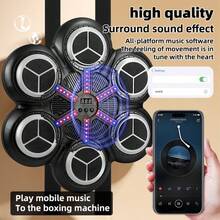 New 2026 Kids Smart Music Boxing Machine With Boxing Gloves | Adjustable Wall-Mounted Boxing Training Machine For Children 3-8+ Years Old, With LED Electronic Screen, Boys Sports Toy Home Indoor Fitness Equipment Game | Ideal Christmas Birthday Gift - Multicolor - View 6