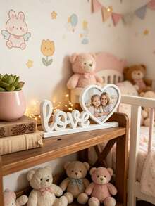 1 Stück weißer herzförmiger Foto-Rahmen für den Schreibtisch, minimalistisches elegantes Herz-Design, geeignet für Babyartikel, Neugeborene Mädchen, Mädchengeschenk, Neugeborene Jungen - Verschiedenfarbig - Übersicht 4