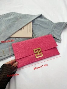Tas Amplop Motif Buaya Timbul Desain Niche Terbaru untuk Wanita, Tas Tangan Vintage - Hot Pink - View 11
