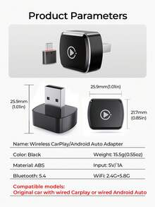 REMAX 2-In-1 Wireless CarPlay Adapter Compatible With Apple CarPlay And Android Auto; Mini Size; Plug And Play; CarPlay Wireless Adapter Compatible With IPhone IOS 6+, Android 11+, Fast And Stable Connection; Car Accessories, Ultra Practical Car Supplies - M26 - View 12