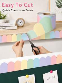 Colorful Bohemian Rainbow Border: 32.8ft Self-Adhesive Removable Wall Decor, Suitable For Chalkboards, Bulletin Boards, Schools, Homes, Offices, Back To School Season, School Opening Party Decorations, Campus Decorations, Teacher's Office Decorations - Multiple Styles - View 3