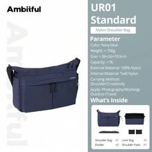 Ambitful UR01 可拆卸內層相機斜背包,多口袋尼龍肩背包,適用於單反無反相機鏡頭,日常旅行戶外攝影 - 查看 16