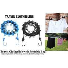 1 Pack Retractable Elastic Clothesline With 12 Clothespins, Windproof Portable Laundry Drying Line, Black Heavy Duty Travel Accessory For Hotel, Vacation, Balcony, Backyard, Camping & RV Outdoor Use - Black - View 7