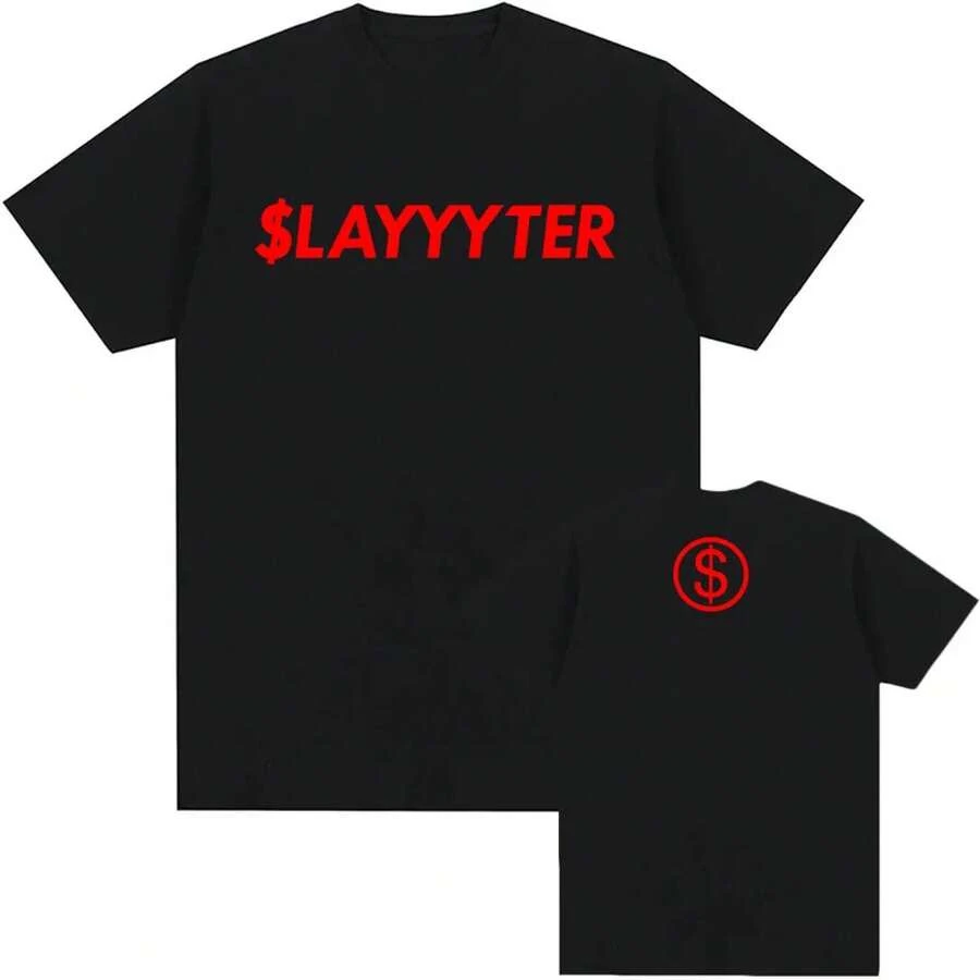 NOUVEAU Album WOR$T GIRL IN AMERICA T-Shirt Chanteur Slayyyter Impression Graphique T-shirts Été Manches Courtes Coton T-shirts Unisexe Streetwear - Noir - Voir 1