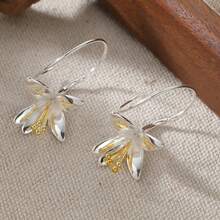 Vintage Style Two-Tone Earrings, Suitable For Women's Vacation Minimalist Style, Bohemian Festival Commemorative Jewelry Accessories - Two-color - View 7