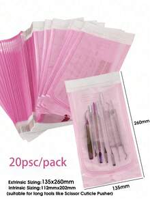 100/50/20pcs Disposable Self-Sealing Sterilization Bags, 4 Sizes, Suitable For Nail Tools, Stainless Steel Drill Bits, Tweezers, Scissors Sterilization Storage - Baby Pink - View 12